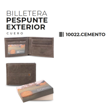 Billetera de Cuero Pespunte Exterior